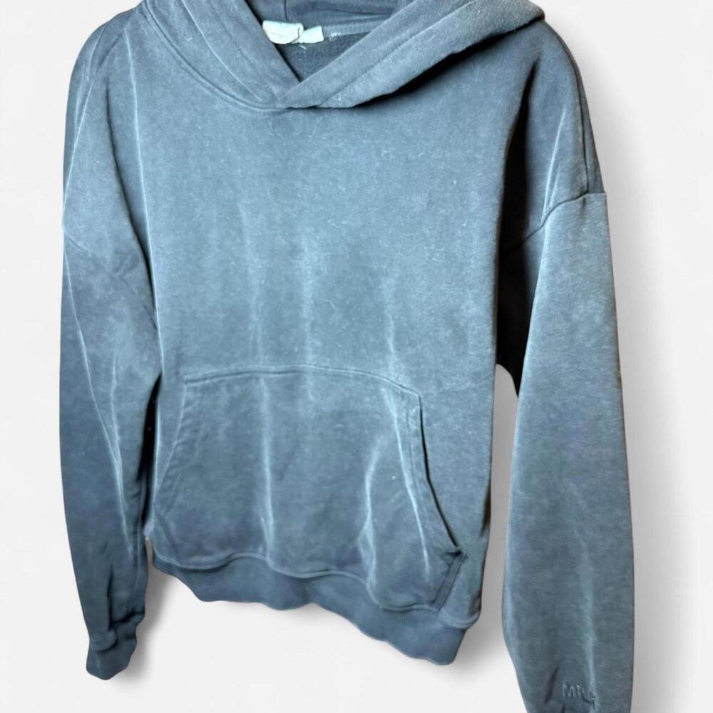 Milkstain brand Black cropped hoodie with a relaxed fit #casual